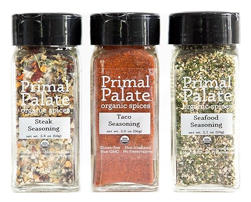 Primal Palate Organic Spices - Griddle and Grill Pack 3-Bottle Gift Set