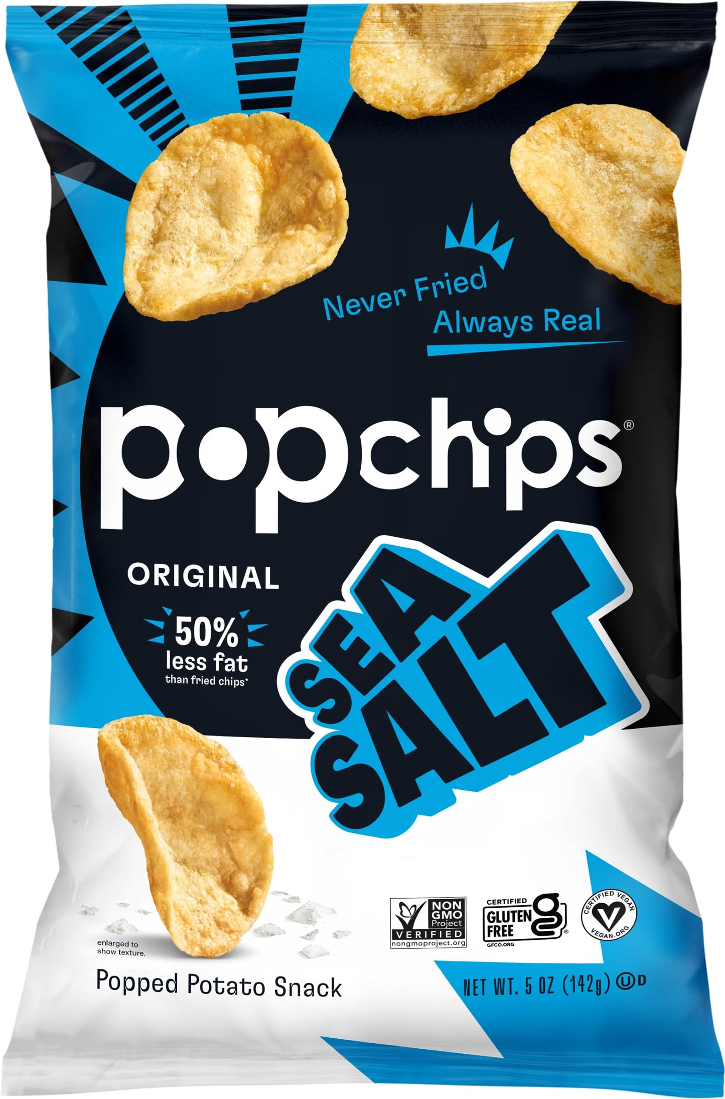 Popchips Potato Chips, Sea Salt, Gluten Free, 5 Ounce (Pack of 12)