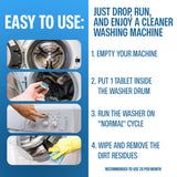 Sudstainables Washing Machine Cleaner Tablets (24-Pack) - Deep Clean Odor & Residue Remover for Front & Top Load Washers, HE & Septic Safe Washing