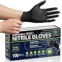 SWIFTLITE Disposable Nitrile Gloves Black, Food Safe Rubber Gloves Latex-Free Powder-Free for Cooking Food Prep Kitchen Clean (Medium, 100)