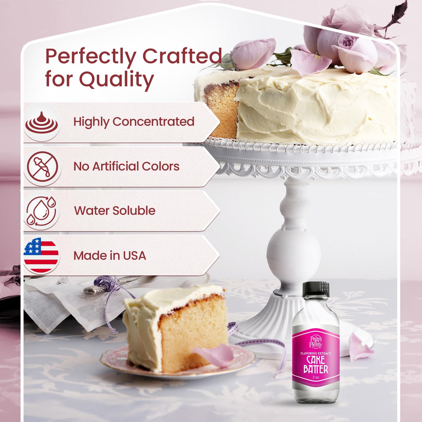Palm and Plenty Cake Batter Extract - Flavoring for Candy, Baking, and Drinks - Food-Grade Oil for Baked Goods, Desserts, Frostings, and Fillings