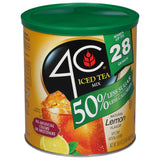 4C Reduced Sugar Powdered Drink Mix Canisters, Iced Tea, 28 Quarts, Family Sized Canister, Thirst Quenching & Refreshing Flavors (Lemon Iced Tea, 36.9