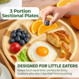 Dtocs 3 Compartment Plates (50 Pc) Palm Leaf 10 Inch Round Portion Control Buffet Sectional Plate | Bamboo Plates Disposable Like Compostable Camping
