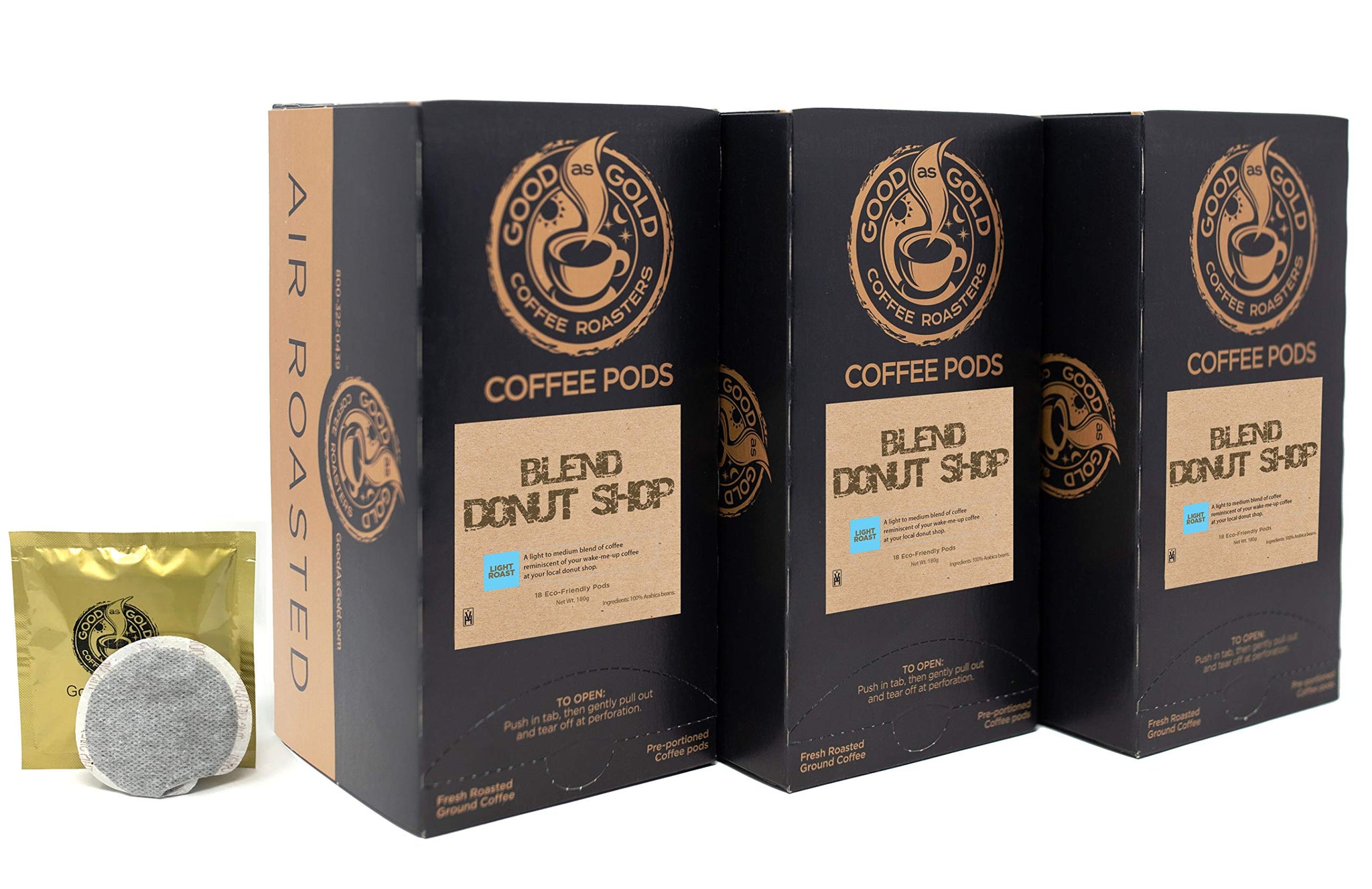 DONUT SHOP COFFEE POD - Good As Gold Coffee - (3 Pack Special = 54 Coffee Pods)