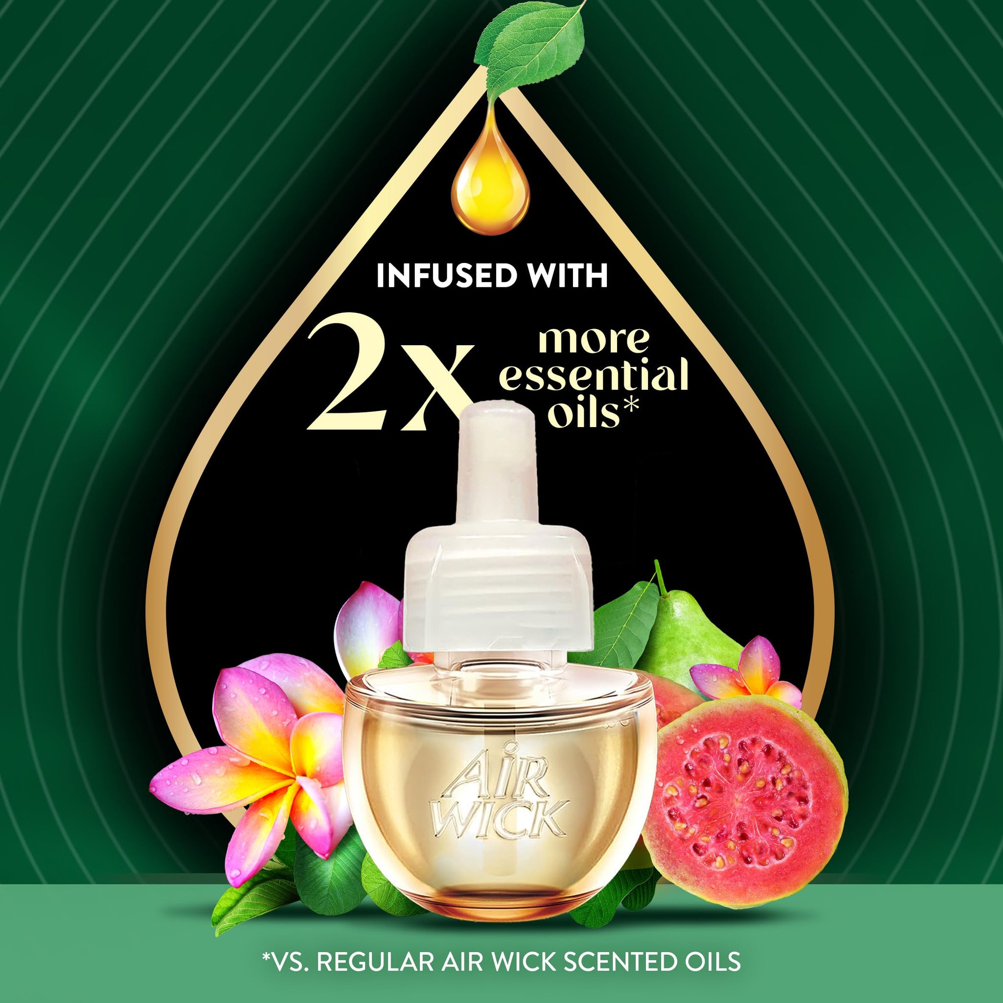 Air Wick Vibrant Plug in Scented Oil Refill, 5ct, Nectarine & Paradise Flower, Air Freshener, Essential Oils