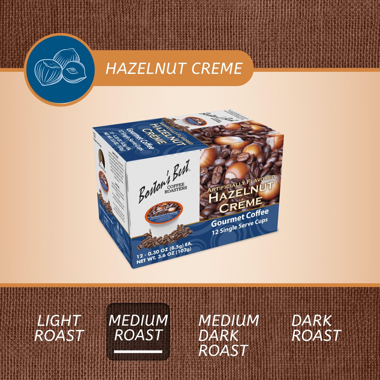 Boston’s Best - Hazelnut Creme Gourmet Delicious Medium Roast Coffee, Nutty Flavored, Compatible with Keurig CoffeeMaker, 1 Count (12 Single Serve
