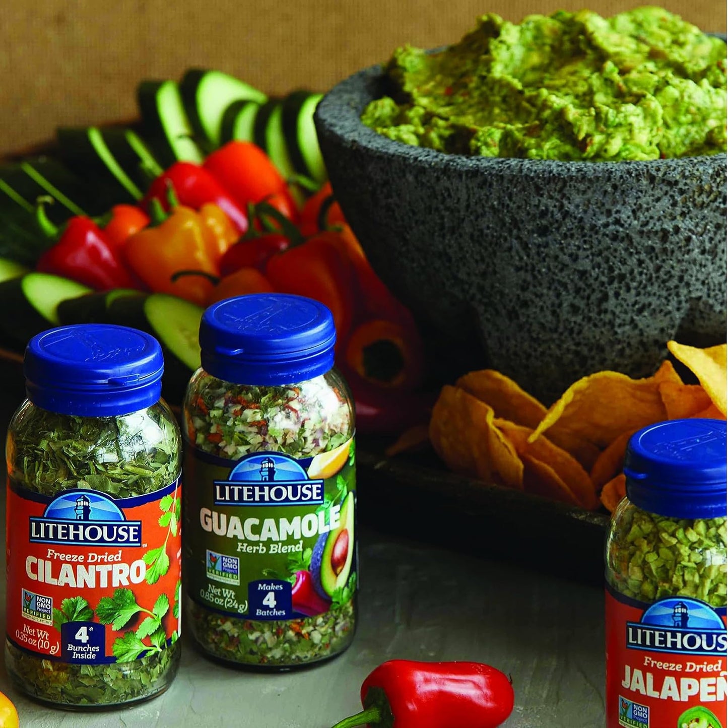 Litehouse Freeze Dried Guacamole Herb Blend - Guacamole Seasoning, Gluten Free, Vegetarian, Keto, Non-GMO, No Refrigeration Required, Great Guacamole
