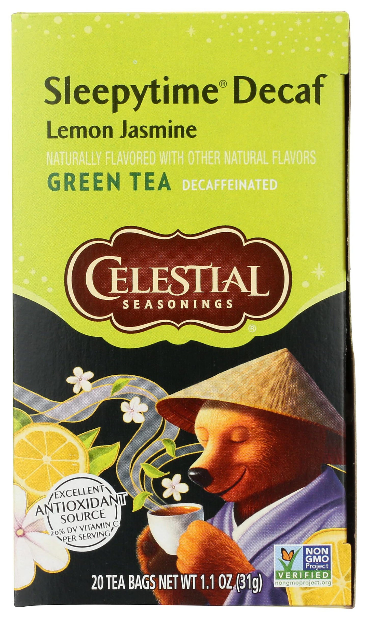 Celestial Seasonings Green Tea, Sleepytime Decaf Lemon Jasmine, 20 Count