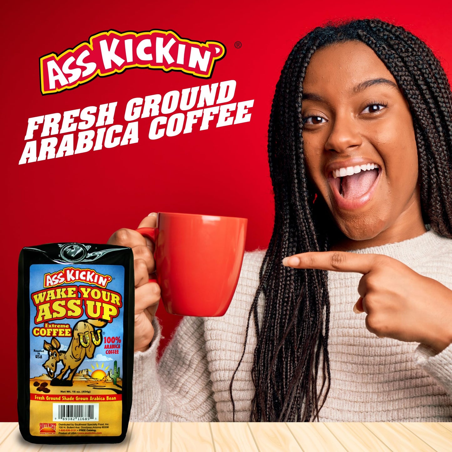 Wake Your Ass Up Extreme Coffee - 1lb Fresh Ground Shade Grown Arabica Bean Coffee - 1 pound