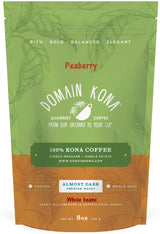 100% Kona Coffee PEABERRY - Whole Bean, Almost Dark roast, Single estate gourmet coffee, 8 ounces, ships direct from Domain Kona Coffee, farm fresh