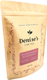Denise's Fine Tea, USDA Organic, Long Island Strawberry, Flavored Green Tea, High Antioxidant, Loose Leaf (100g), Kosher, Vegan, Ethically Sourced