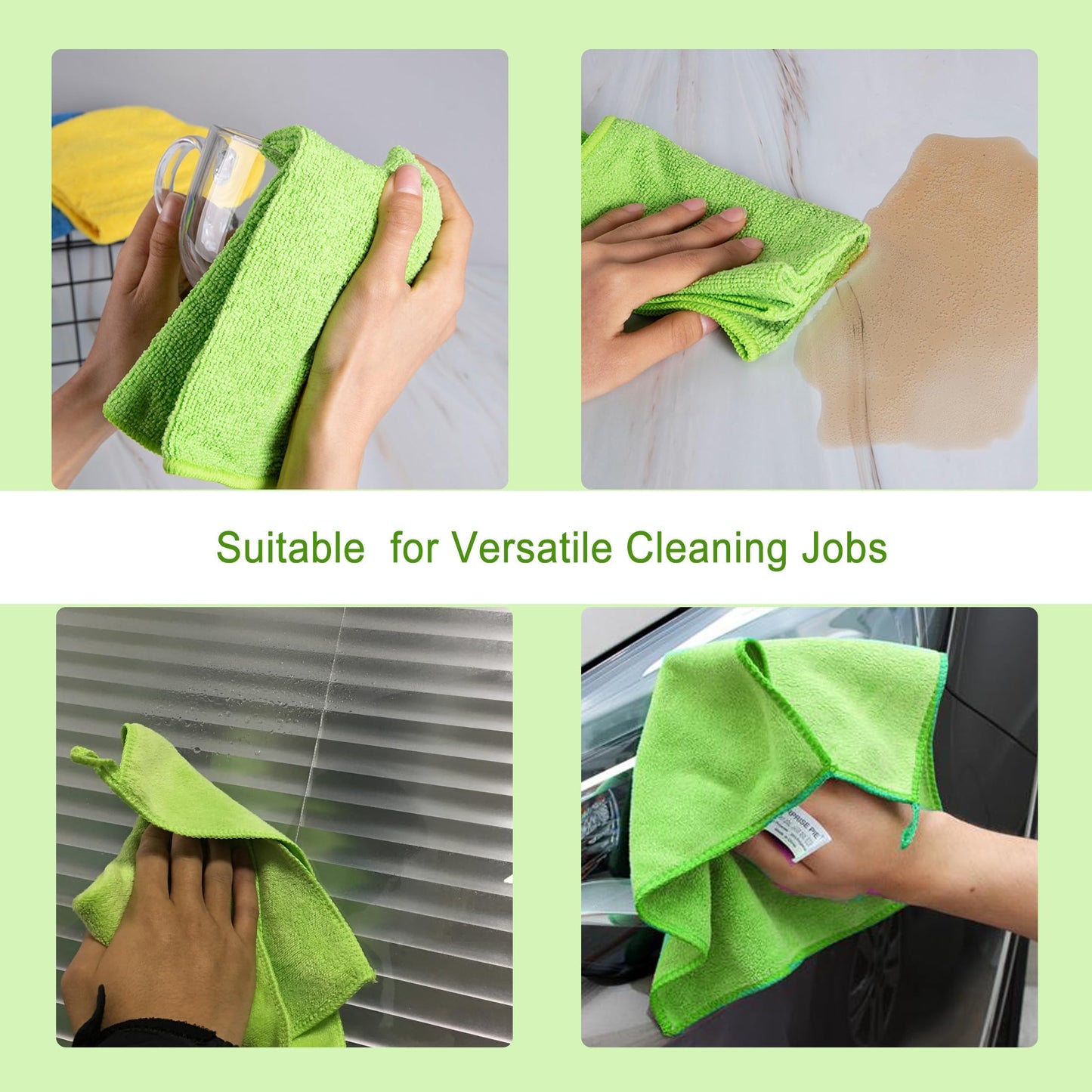 SURPRISE PIE Reusable Thick Microfiber Cleaning Cloths Pastel Kitchen Towels for Window Cleaner, Auto Detailing Supplies Washcloth Polishing Rags