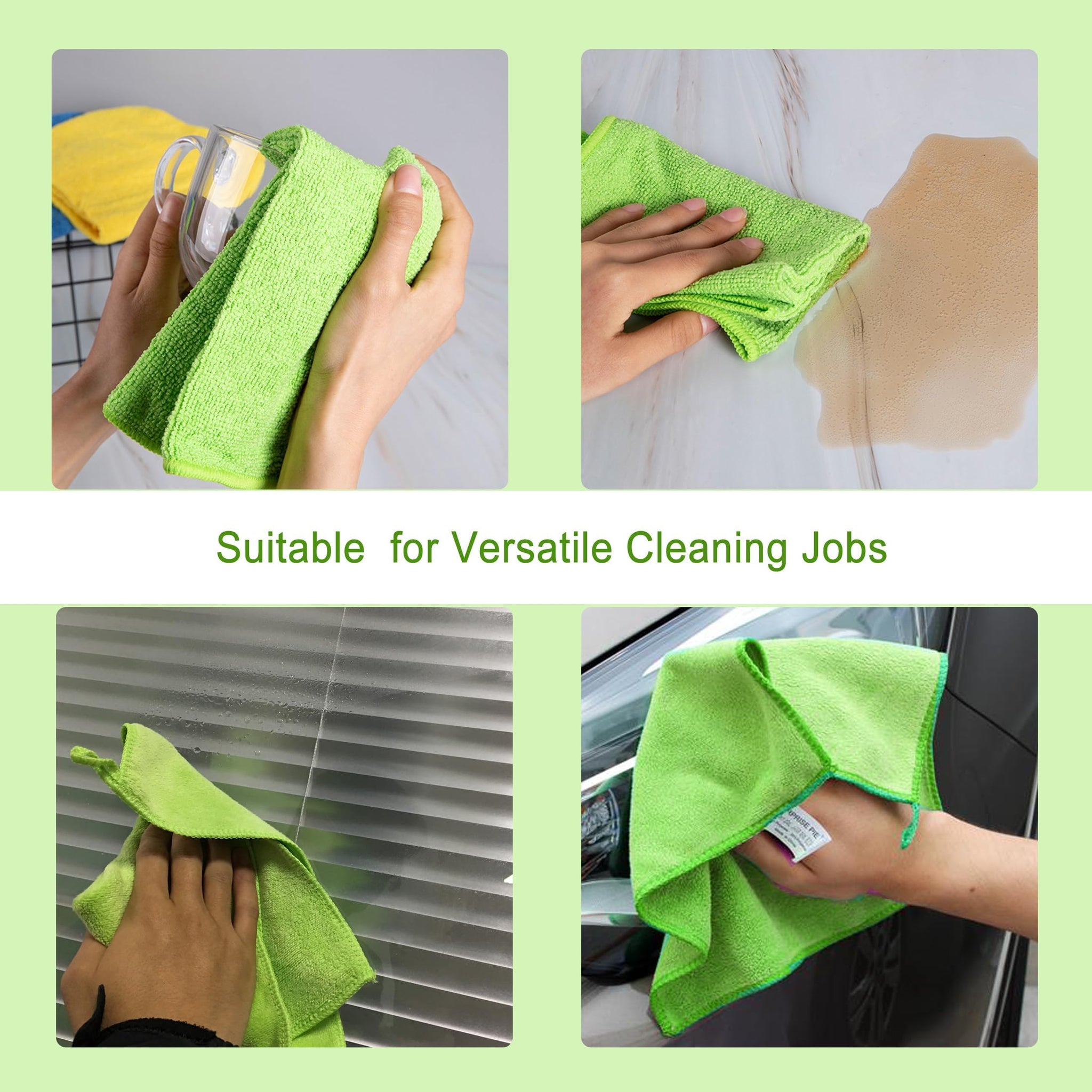 SURPRISE PIE Reusable Thick Microfiber Cleaning Cloths Pastel Kitchen Towels for Window Cleaner, Auto Detailing Supplies Washcloth Polishing Rags
