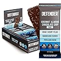 Defender Vegan Protein Bar, Coconut Almond Chocolate Chip, Plant Based Snack or Breakfast Bars, Psyllium Husk, Dandelion Root, High Fiber, Non GMO