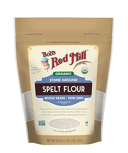 Bob's Red Mill Organic Spelt Flour, 20oz (Pack of 1) - Non GMO, Whole Grain, Vegan, Kosher