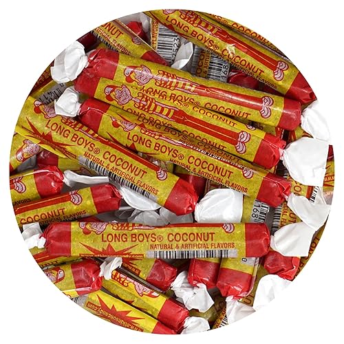 Long Boys Coconut Candy, 1 Pound Bag (Approx. 40 pieces), Coconut Long Boys Candy, The Hampton Popcorn & Candy Company