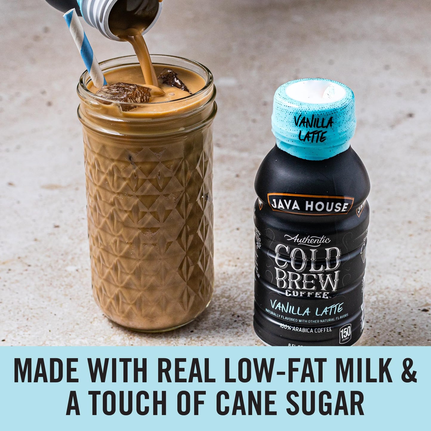 Java House Cold Brew Coffee, 6 Pack of 8oz Bottles, Ready to Drink Instant Cold & Iced Coffee (Vanilla Latte)