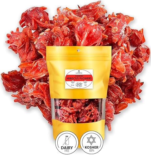 WOODCHA Candied Hibiscus, Dried Edible Flowers, Edible Hibiscus Flowers Cake Decorations, Hibiscus Food, Dehydrated Flowers, Roselle, Kosher