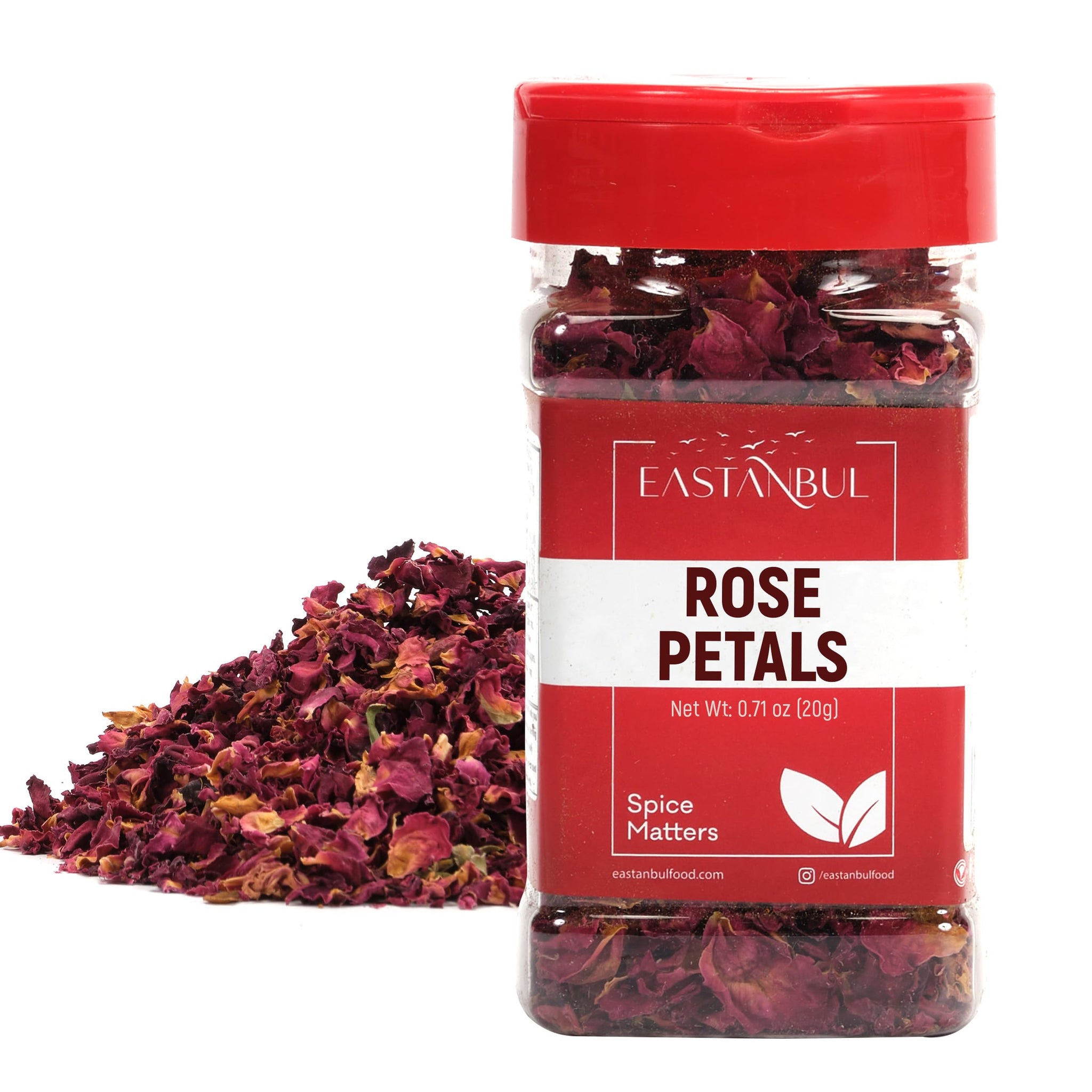 Eastanbul Dried Rose Petals, 0.71oz, Premium Edible Rose Petals, Dried Flower for Herbal Tea, Decoration, Sprinkles, Dessert Topping, From