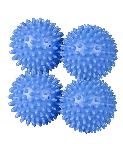 Home Basics Plastic Dryer Balls Laundry Fabric Softener, Blue (4 Pack)