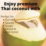 Chaokoh Coconut Milk Unsweetened 6 Pack - Premium, Canned Coconut Milk from Thailand, Lactose Free, Non Dairy Vegan Milk - for Curries, Drinks, Desserts, & More (13.5 oz per Can)