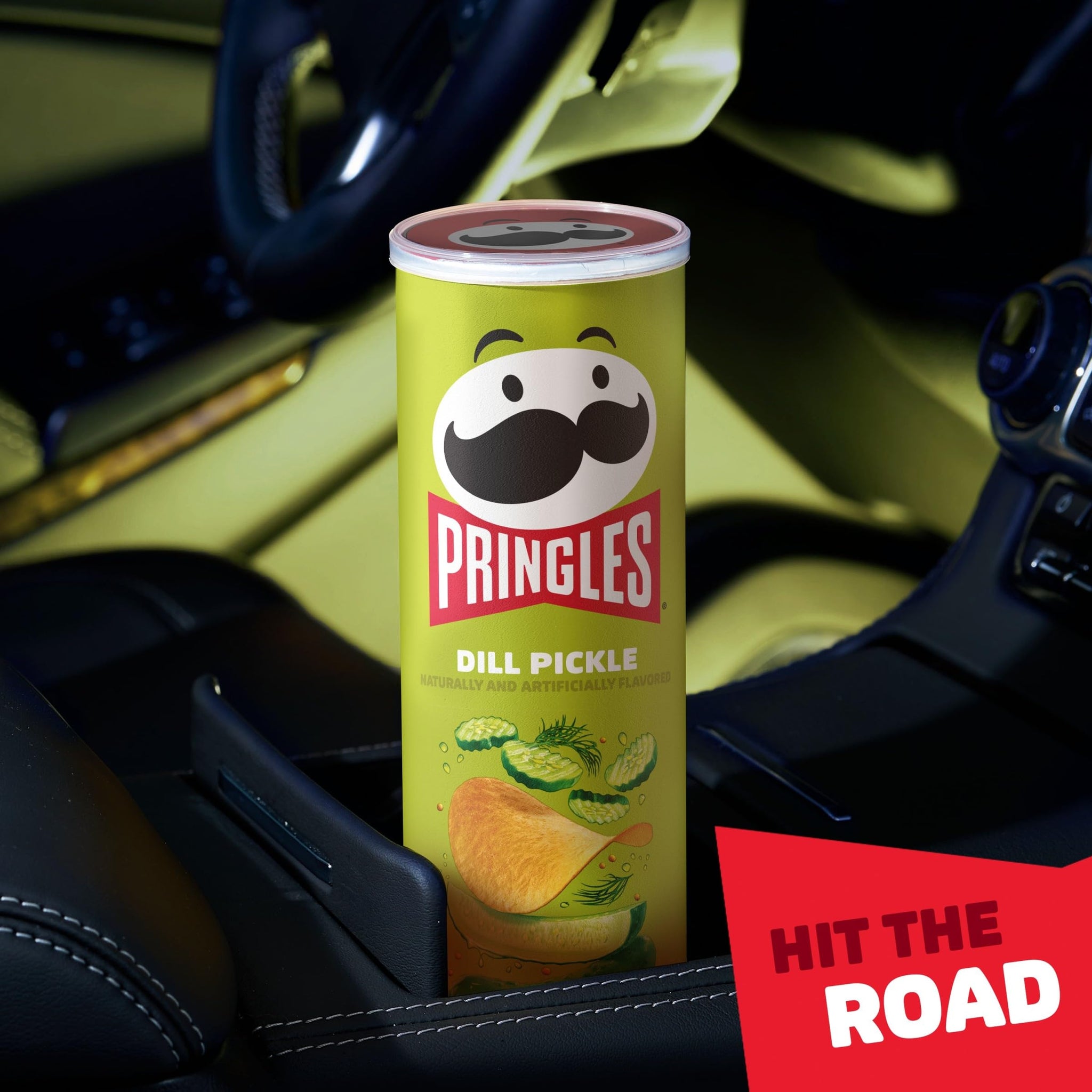 Pringles Potato Crisps Chips, Lunch Snacks, On-the-Go Snacks, Dill Pickle, 5.5oz Can (1 Can)