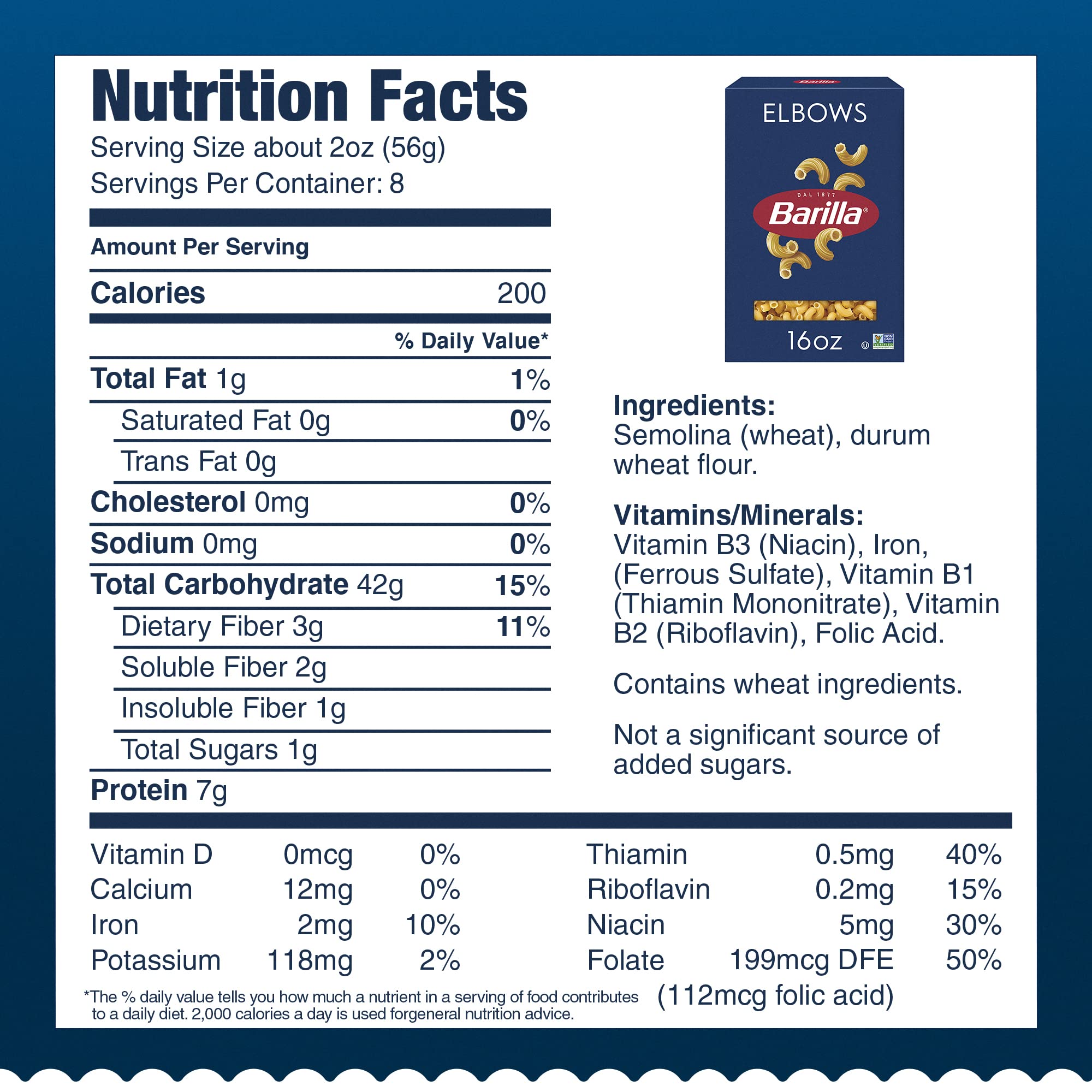 Barilla Elbows Pasta, 16 oz. Box (Pack of 8) - Non-GMO, Made with Durum Wheat Semolina - Kosher Certified