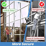 25ft High Ceiling Duster Kits with 5-18ft Heavy Duty Extension Pole - Fan Blade Cleaner, Cobweb Remover & Blue Window Squeegee Kit, Washable Dust