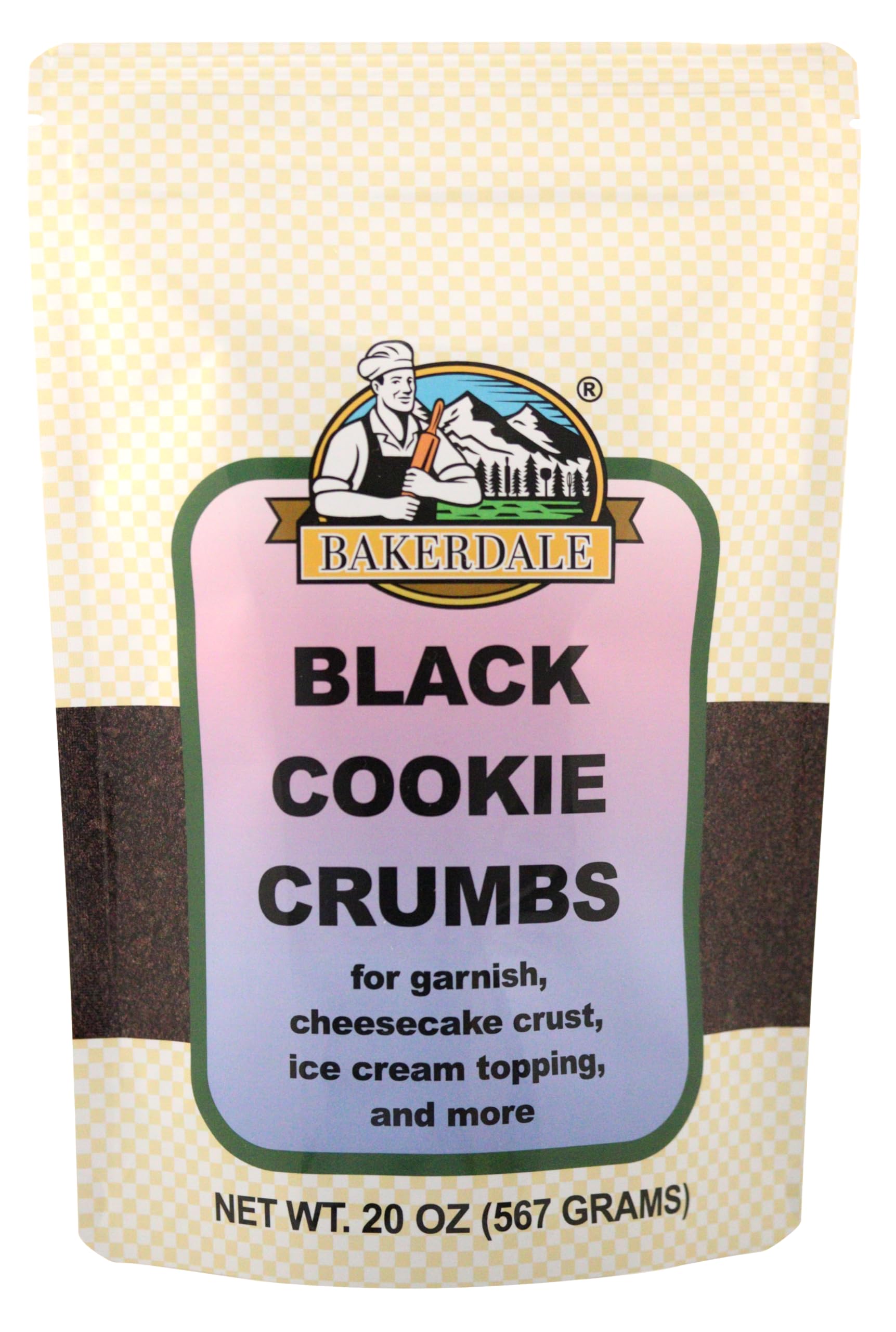 Bakerdale Black Cookie Crumbs Chocolate Dirt for Crust, Garnish, and Toppings, 20 ounce pouch