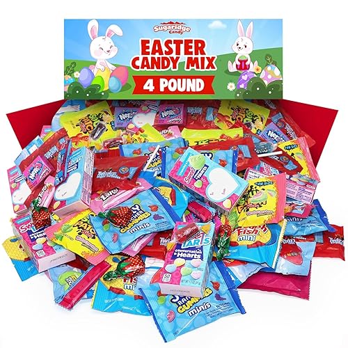 Bulk Easter Candy Individually Wrapped - 4 Pound Assorted Mixed Candy Variety Pack, Festive Easter Candies for Egg Hunts & Treats - Approx 200 Pieces