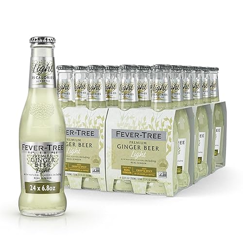 Fever-Tree Light Ginger Beer - Premium Low Calorie Mixer for Cocktails and Mocktails, 6.8 fl oz Bottles, Pack of 24 - Naturally Sourced, Non-GMO