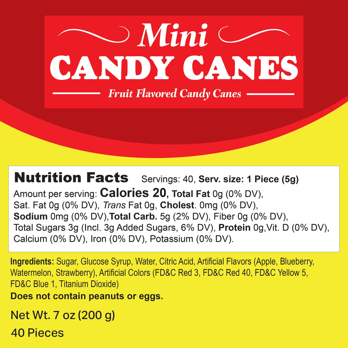 Christmas Candy Canes Minis Fruit Flavored Candy Canes Individually Wrapped Mini’s Pack of 40