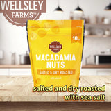 Wellsley Farms Salted & Dry Roasted Macadamia Nuts (1 Bag), Lightly Seasoned with Sea Salt, 10 oz Resealable Bag - Kosher, Keto-Friendly.