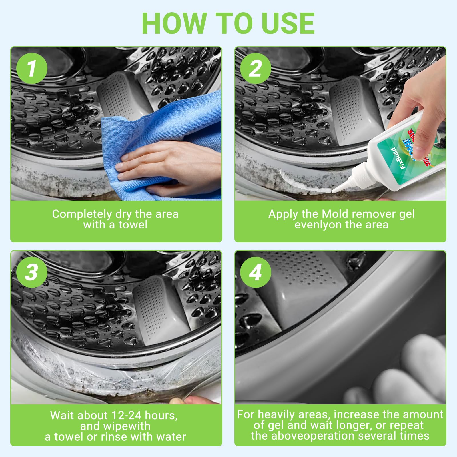 FixBuild Home Remover Gel, Heavy Duty Stain Cleaner, Multi-Purpose Cleaner Applied to Refrigerator, Washer Rings and Caulk, 7.8 FL OZ