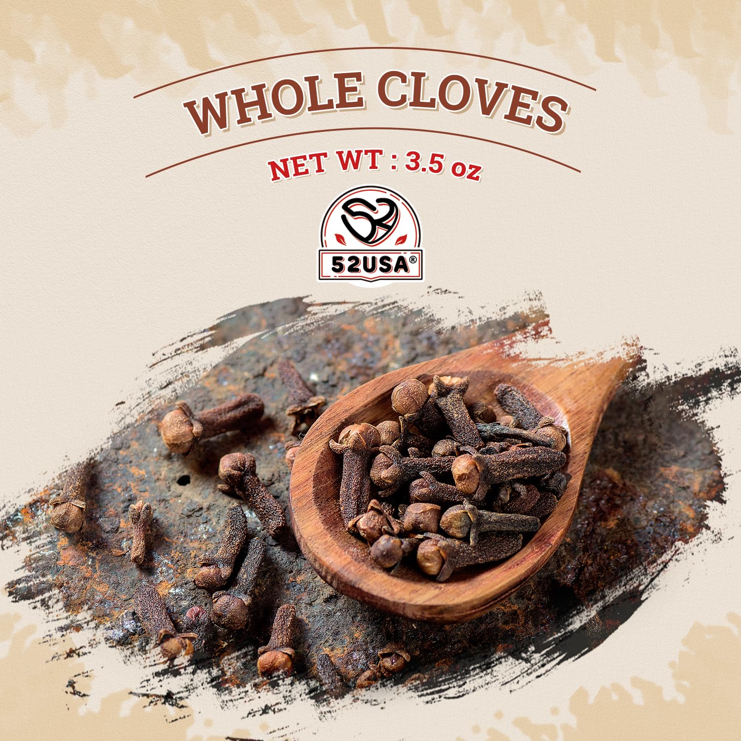 52USA Cloves Whole 3.5 oz (Pack of 1), Great for Food, Tea, Baking and Meats, All Natural | Non GMO | Kosher | Vegan | Gluten Free