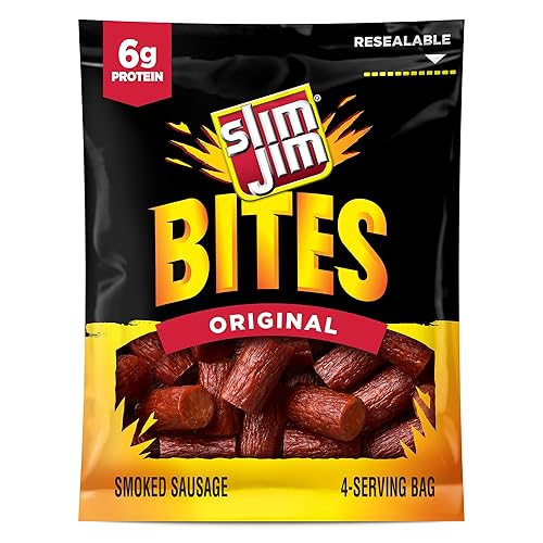 Slim Jim Bites, Original Bite-Sized Smoked Sausage Snacks, 3.75 oz.