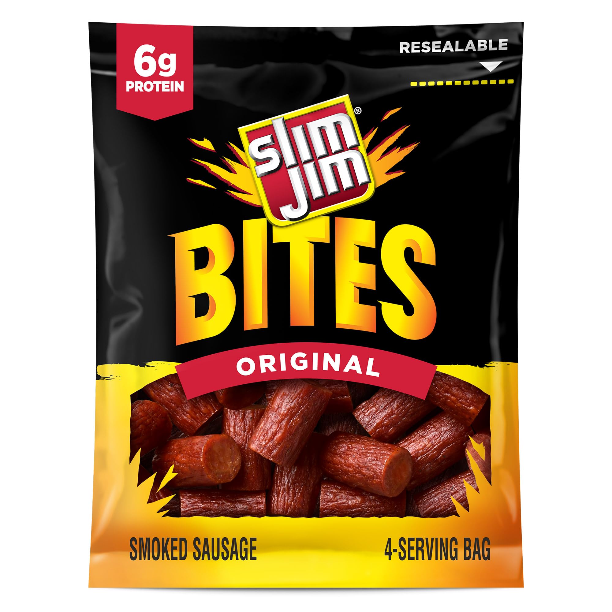 Slim Jim Bites, Original Bite-Sized Smoked Sausage Snacks, 3.75 oz.