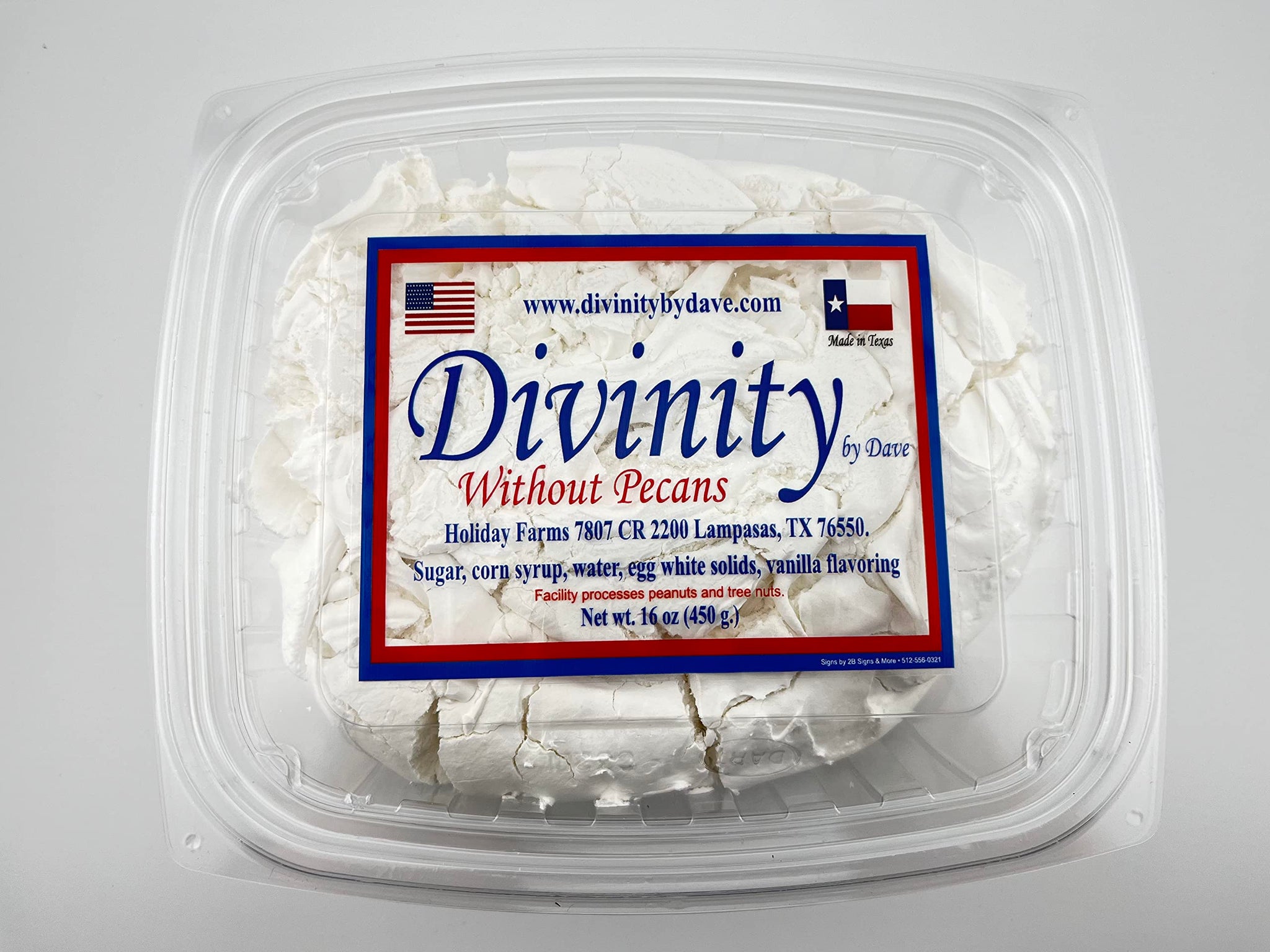 1 Pound Divinity (Without Pecans, 1-1lb box) One Large Piece of Old Fashioned Divinity, Just Like Home Made.