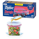 Ziploc Gallon Food Storage Bags, Stay Open Design with Stand-Up Bottom, Easy to Fill, 81 Count