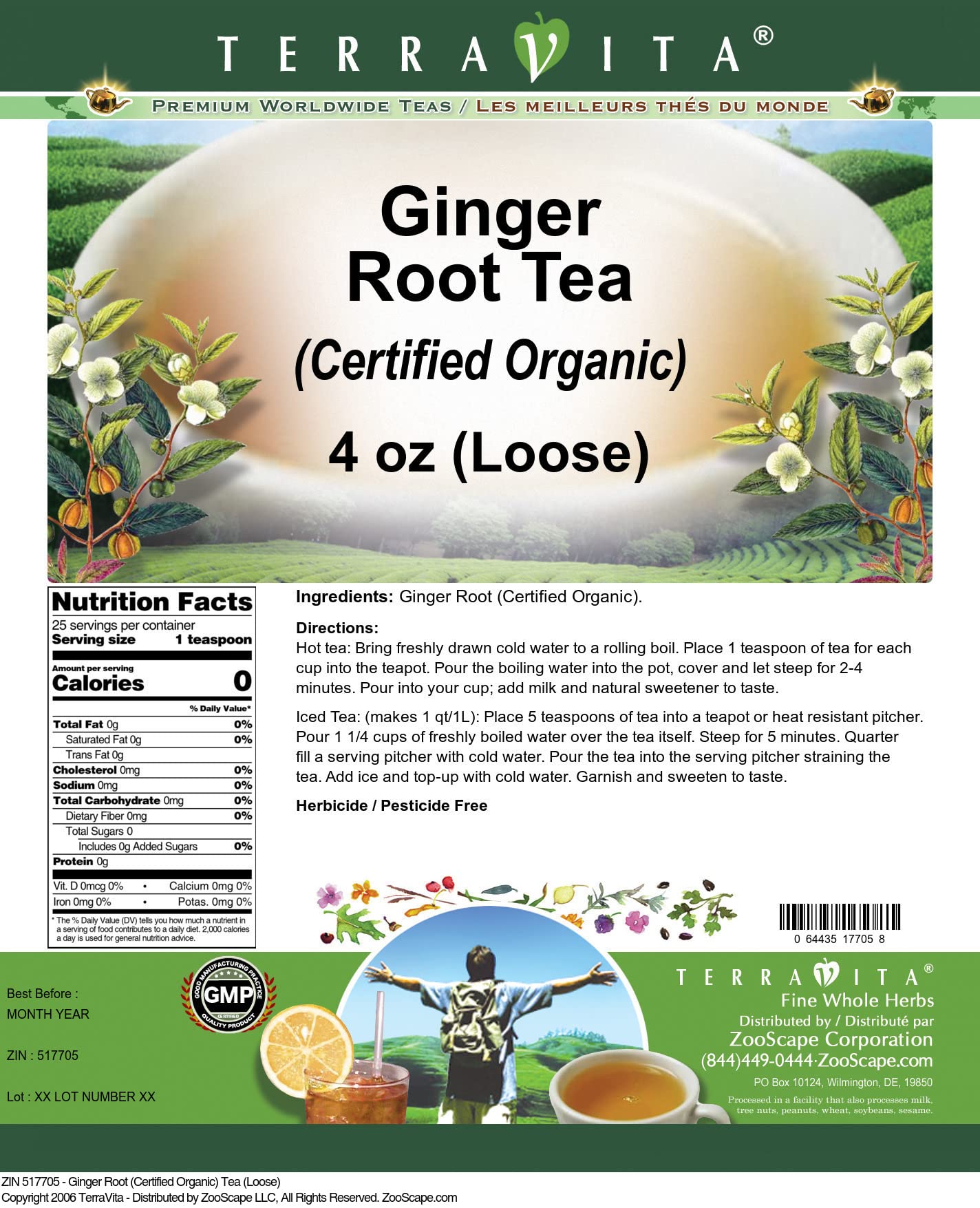 Ginger Root (Certified Organic) Tea (Loose) (4 oz, ZIN: 517705) - 3 Pack