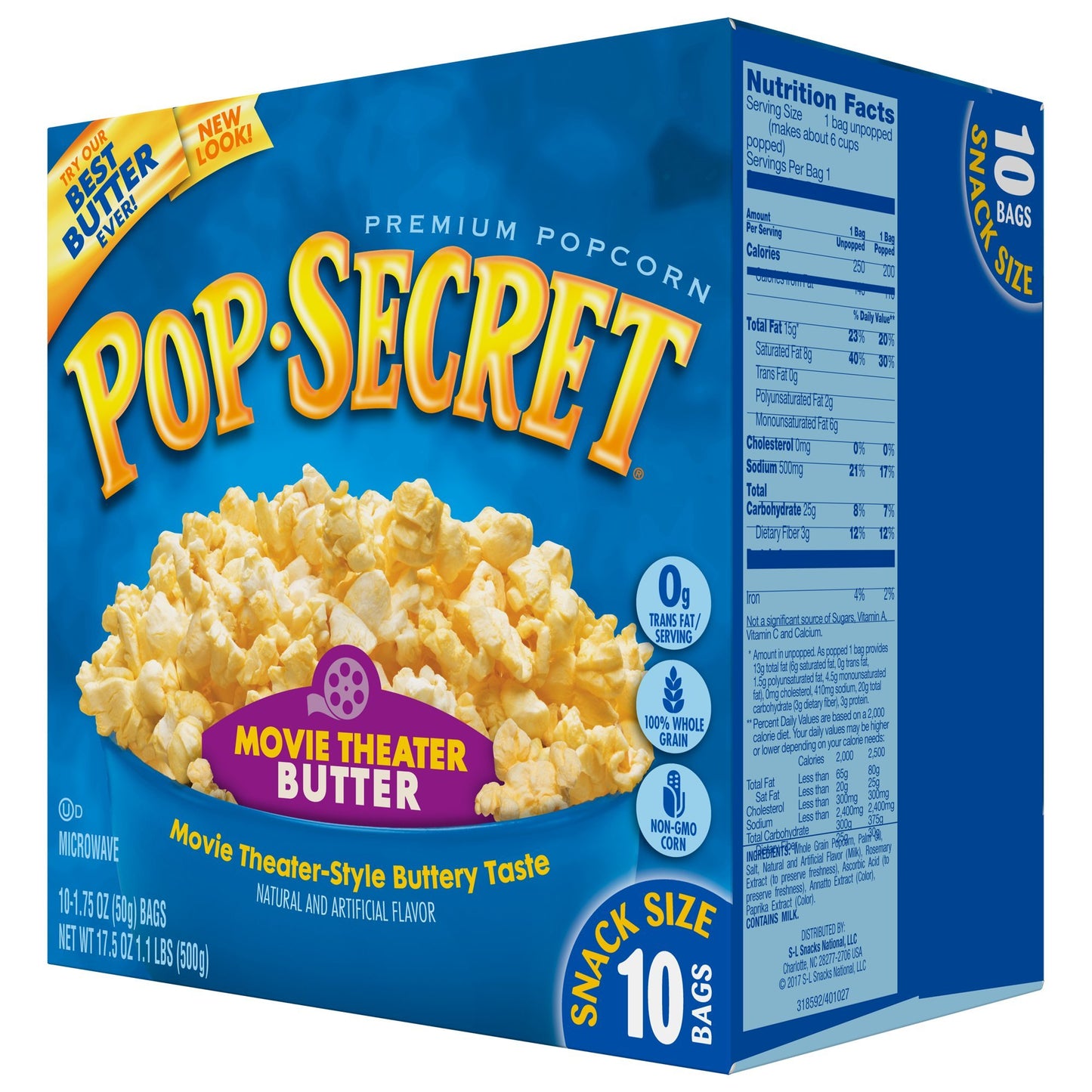 Pop Secret Popcorn, Snack Size Movie Theater Butter, 10-Count Box