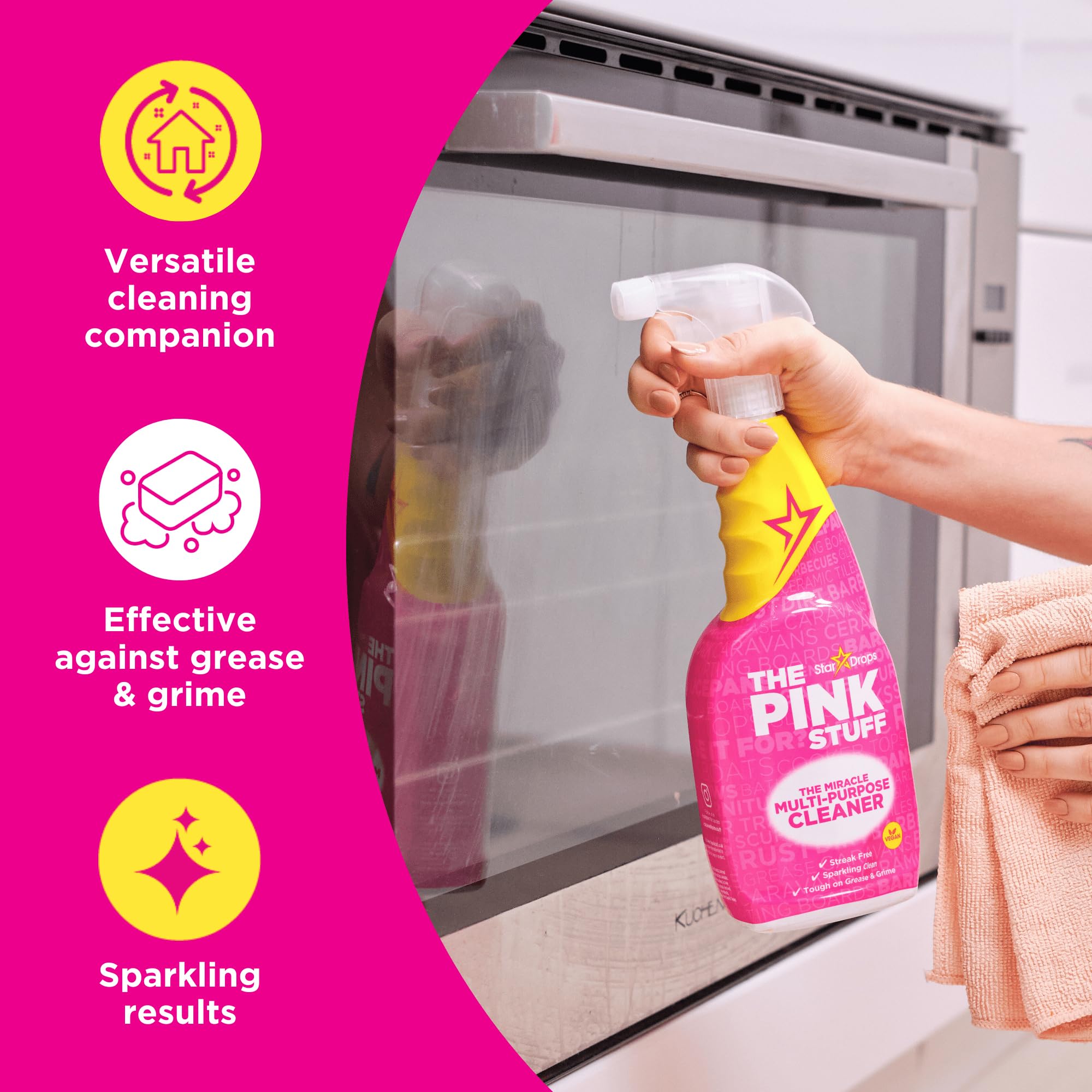 Stardrops - The Pink Stuff - Miracle Cleaning Ultimate Bundle - Paste, Multi-Purpose Spray, Bathroom Foam Spray, and Cream Cleaner - Ideal