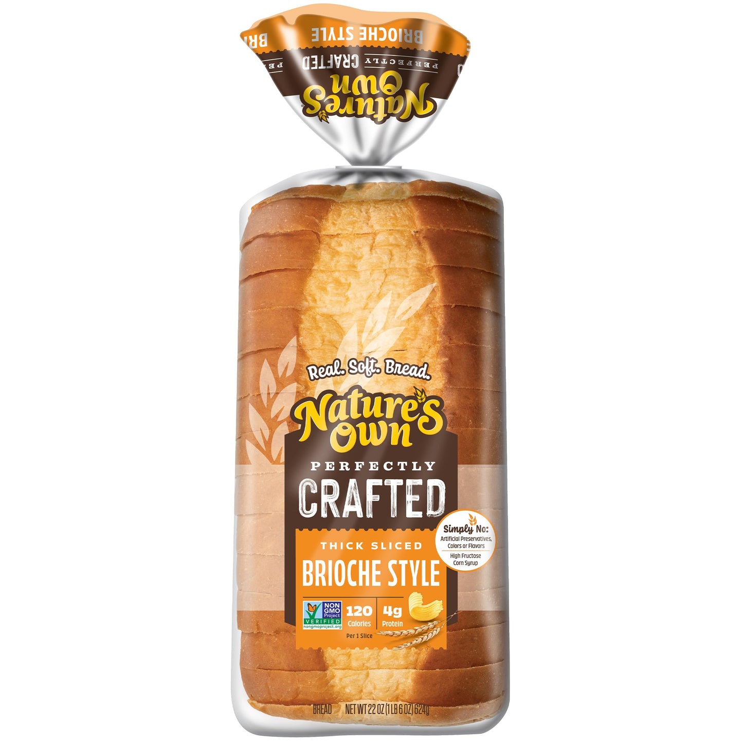 Nature's Own Perfectly Crafted Brioche Style Bread, Thick Sliced Non-GMO Brioche Bread, 22 oz Loaf