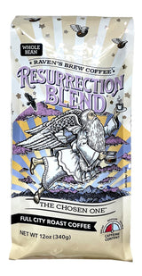 Raven's Brew Coffee Full Bodied Coffee Full City Roast Whole Bean - Resurrection Blend 12oz