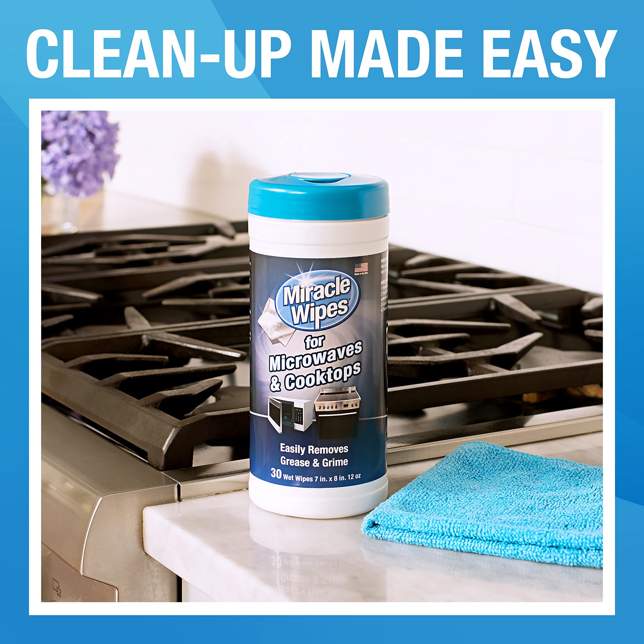 MiracleWipes for Microwaves and Cooktops, Easily Removes Food and Grime Buildup, Safe and Convenient Stove Top Cleaner, Great for Home and Kitchen Use