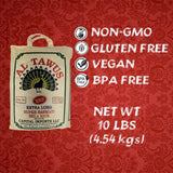 Al Tawus Supreme Quality Extra Long Super Basmati Sela Rice 10 Lbs / 4.54 kg, Non GMO, Extra Long Basmati Rice, White Rice, Vegan Rice, BPA & Gluten Free, Zip Lock Bag, Dried Grains