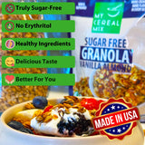 MyCerealMix Sugar Free Vanilla Almond Granola - 6 Pack (144oz Total) - Healthy Breakfast Cereal - Gluten Free, Diabetic Friendly - Family Size - Monk