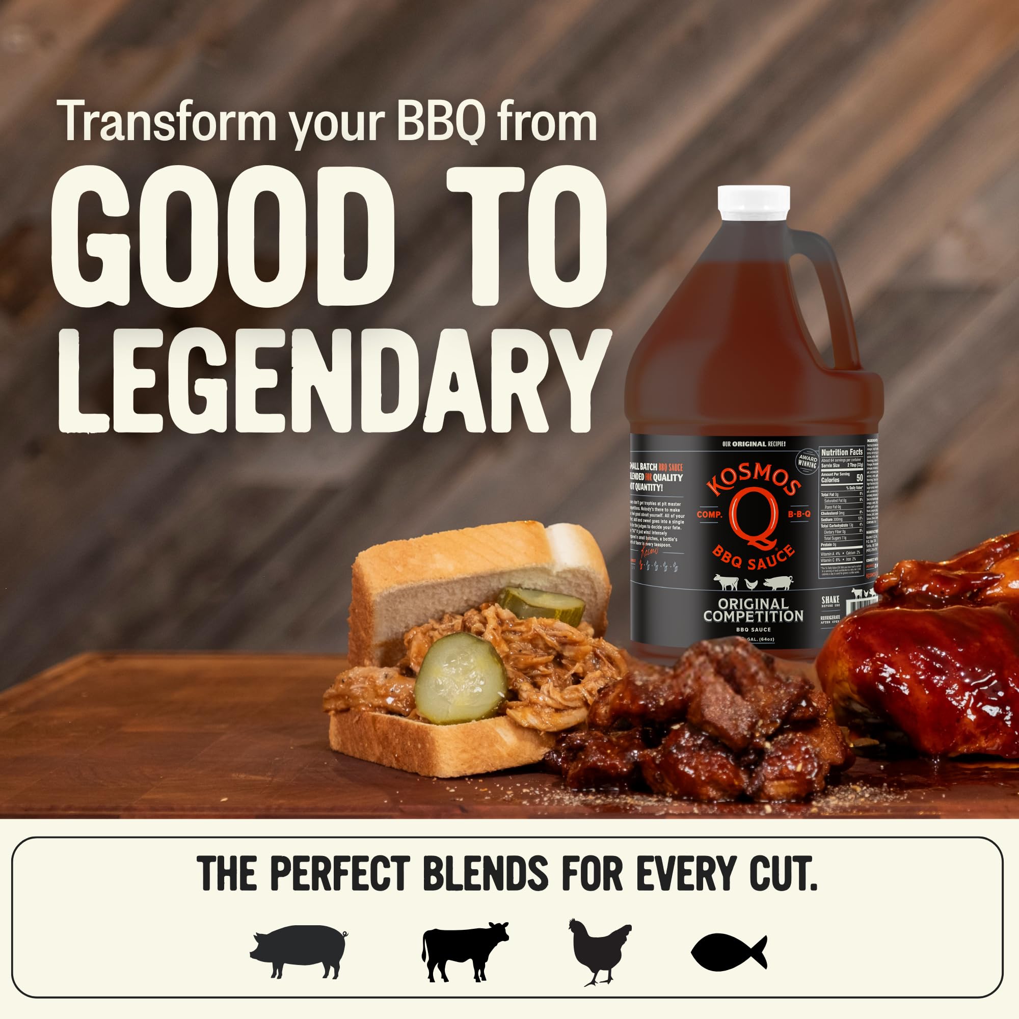 Kosmos Q Original Competition BBQ Sauce, Sweet and Smoky Barbecue Sauce for Ribs, Pulled Pork, Brisket, Chicken & More, Award-Winning Competition