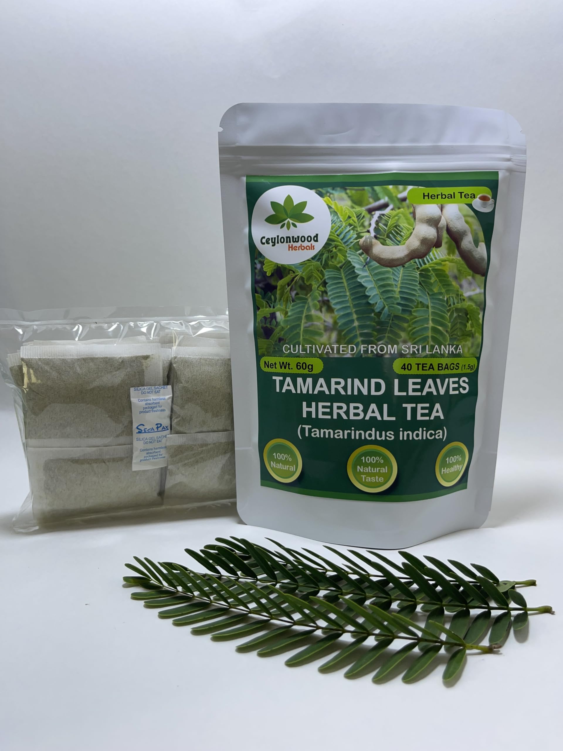 Organic Tamarind Leaves Herbal Tea (Tamarindus indica) - 40 Tea Bags (1.5g Each) - Pure & Natural, Caffeine-Free Infusion for a Refreshing Experience