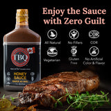 TBQ - Honey Barbecue Sauce, Honey Hot Sauce, Vegan Honey BBQ Sauce, Barbecue Marinade and Sauces for Salmon, Ribs, Vegetables, and More, Made of Real